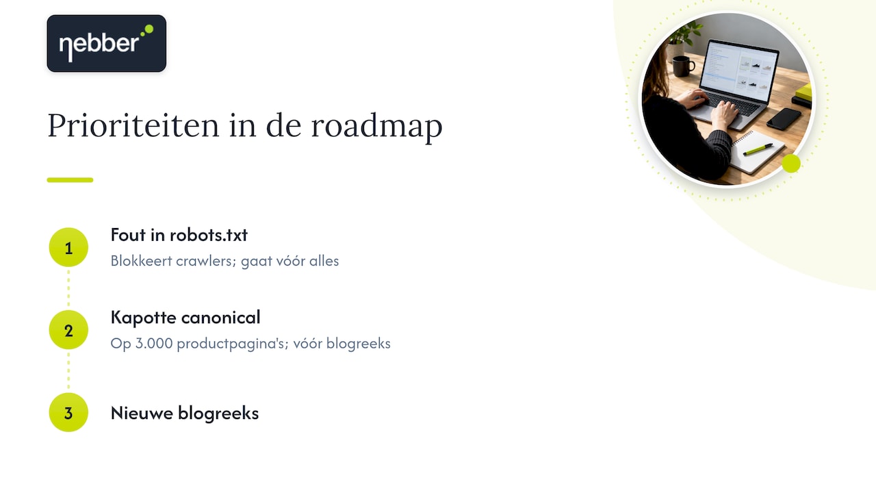Prioriteit van SEO-acties op impact en inspanning